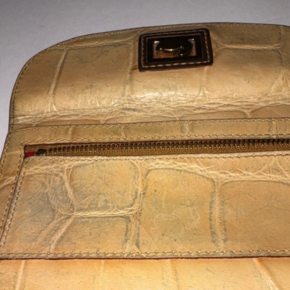 Dooney & Bourke Cream Crocodile Embossed Wallet - Picture 7 of 15